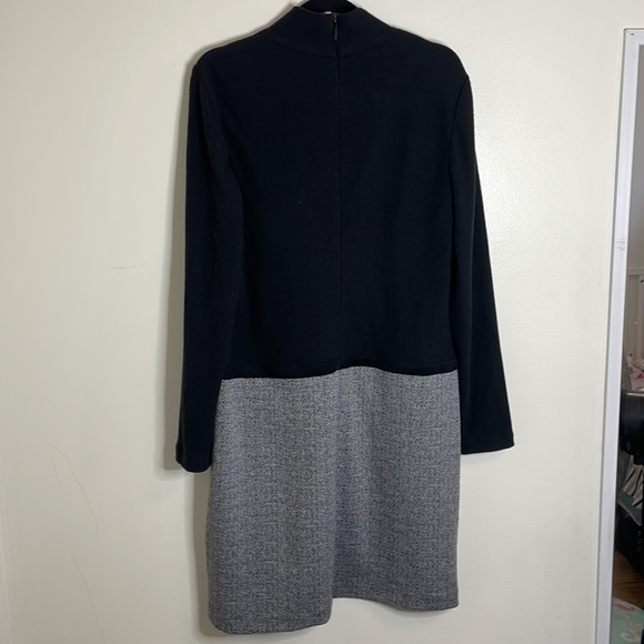 Karl Lagerfeld mock neck knit midi sweater dress herringbone print skirt size 14 - Picture 8 of 10